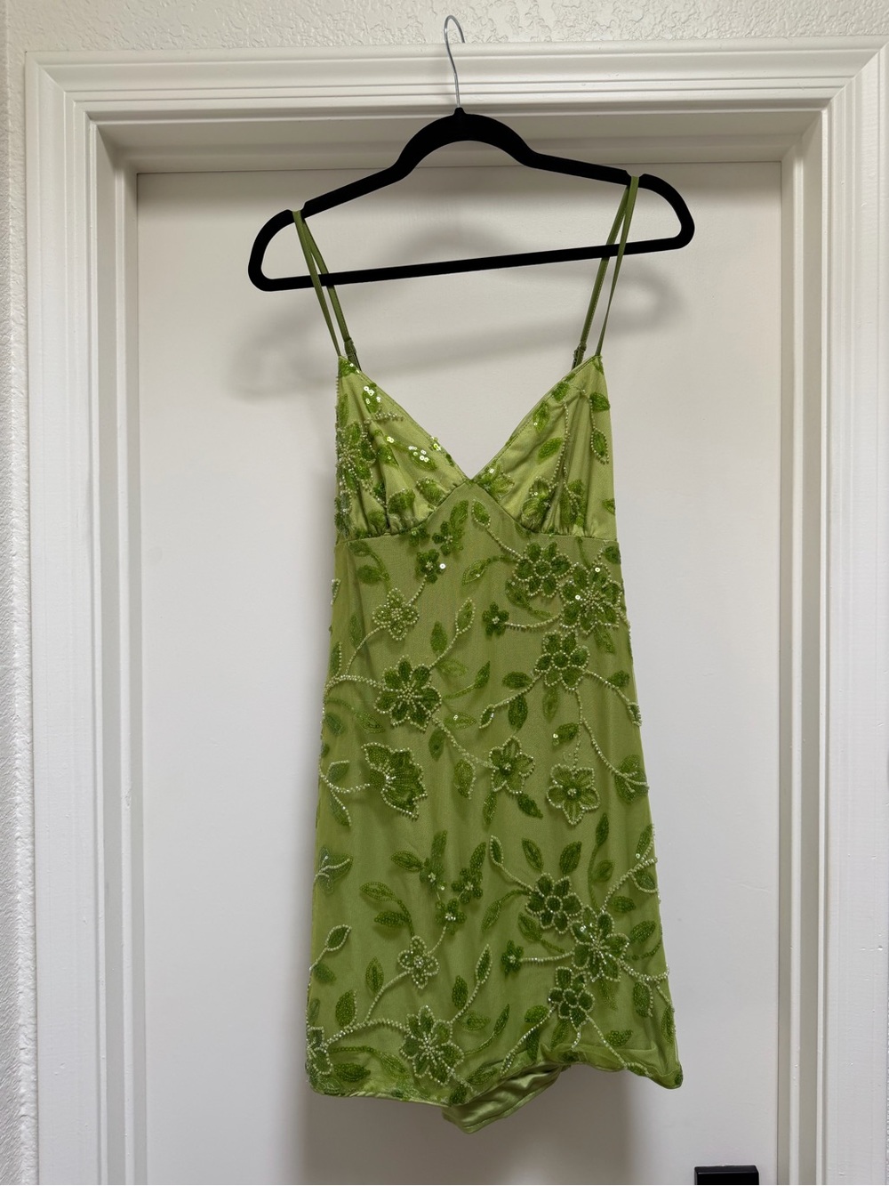 Green Embellished Slip Dress